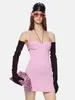 Robes décontractées de mode d'été femme sexy v cou back sans bandage rose sans dossier 2024 Elegant Evening Club Party