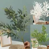 Flores decorativas 1pc White Silk Willow Leaves galhos de plantas verdes artificiais Eucalipto falso Decorações de jardim de casamentos para folhas de folhas