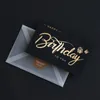 1 Set Black Bronzing Groet Birthday Card Uitnodigingen Postkaart Bronzing Blanco Writeable Blessing Card met envelopsticker