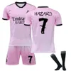 Futbol Formaları Erkeklerin Takipleri 2223 Real Madrid Pink Co markalı hatıra gömlek No.9 Benzema No.7 Azar Futbol Seti