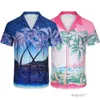 Casablanca Short Shirt Hawaiian Beach Vacation Travel Fashion Retro Flower 5/4 Sleeve