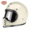 AMZ Japanese apontada pela boca de capacete pequeno personalizado motocicleta retro fibra de vidro inteira durante todo o ano Rodada 240509