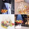 Sacs à provisions 2024 Coton Mesh Net String Sac réutilisable Fruit pliable Rangement à main sac à main