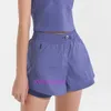 LUL Designer Pantalon de cyclisme pour femmes confortable Shortsnew Shorts de yoga de poche à fermeture éclair invisible avec des sports de course rapides et respirants pour les femmes