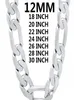 solid 925 Sterling Silver necklace for men classic 12MM Cuban chain 1830 inches Charm high quality Fashion jewelry wedding 2202224991878