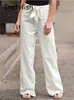 Pantalon féminin Capris Femme Retro Coton Linage large Pantalon Ligne de la jambe Solid Lace Solid Elastic Mens Clothing Summer Street Street HARAJUKU LOBE PANTL2405