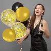 Party Decoration 30 Pieces Black And Gold Mixed Balloons 12 Inch Glitter Birthday Graduation Year's Decorations