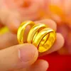 UMQ 24k reiner plattiert Real 18k Gelbgold 999 24K einfaches glattes Gesicht Persönlichkeit Geld suchen Paar Ring für Männer und Frauen coupl 240510