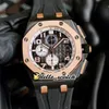 3A 44 mm Gents Montres Miyota Quartz Chronograph Mens Watch Texture Grey Diading Two Tone Rose Gold Pvd Black Steel Case Stophatch Rubber S 2655