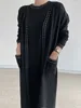 Sukienki robocze Korean Chic 2024 Zima jesienna zima prosta w dekolcie w szyku w szyku w dekolcie długa kardiganowa sukienka na dzianinowa sukienka Trendy Ladies 2