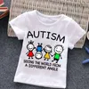 Camisetas autistas infantil garotas t-shirt garotas de desenho animado top fofo bebê algodão de verão roupas infantil dinossauros t-shirtl2405