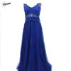 Casual Dresses PULABO Elegant Royal Blue Scoop Lace Sqeuined Long For Wedding Party Summer Prom Evening Gowns Maxi Vestidos