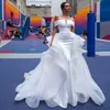 Белая русалка атласные свадебные платья свадебные платья с плеча Abiti Da Sposa Новые свадебные платья с съемным поездом Нигерия 277G