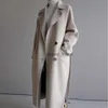 Kvinnors ull blandar vintern beige elegant blandning kvinnor koreanska mode svarta långa rockar vintage minimalistisk ull överrock kamel överdimensionerad