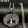 Colliers pendants yoga acier inoxydable pour hommes Black Tree of Life Choker Collier Amulet Bijoux Gift Arbre de Vie N724S06