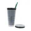 Gobelets 710 ml de paille tasse avec couvercle réutilisable de qualité alimentaire Couleur de plastique Changement de plastique mat