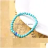 Bracelet à l'œil pure perle du bracelet naturel Brangle Brangle Hamsa Blue Hand de Fatima turc chanceux pour la protection et la bénédiction W Dhgarden Dhfvo