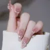 Färgglada falska naglar 24st Box Löstagbar Fake Full Cover Nail Tips Ballerina Coffin Press återanvändbara nagelplåster Diy Manicure Tool