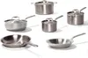 Conjuntos de utensílios de cozinha feitos em - 10 peças panela de aço inoxidável e pan de 5 dobras incluem frigideiras