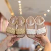 Bambini Summer Toddler Flats Bagno Girls Fashion Sandals Dress Dress Party Weave Sole Sole Sole 240507