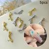 Nail Art Decorations 5pcs vintage simple mini-or et argent argent perle incrusée bowknot design en alliage en alliage