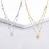 Pendants Collier à deux couches à double couche tendance pour femmes simples 925 Silver Heart Pendant Zircon Star Beads Colliers Accessoires Lady