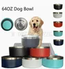 Dog Bowl 64oz 1800ml 304 Stainless Steel Feeders Pet Feeding Feeder Water Food Station Solution Puppy Supplies3150514