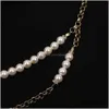 Pulsera, Collar de aretes 2024 Joyas de moda de marca Pearls Pearls Party Light Gold Color Heart White Beads Pend Dh4da