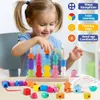 Montessori Holzperlen Sequenzierung Spielzeugstapelblöcke Schnürung passende Form Stapler Learning Toys Geschenke 240509