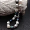 Yygem Natural Fraphwater Black Grey White Pearl Mixed Color Pearl Choker Necklace 17 For Women Girl Jewelry Gift240510