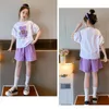 Ensembles de vêtements Summer Teenage Girls Vêtements Set Cartoon Bear Tshirts imprimés et shorts 2 pièces conviennent