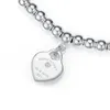 4 mm kralen luxe merk klassieke designer armband voor vrouwen meisjes houden van witte diamant zirkon hart s925 zilveren armbanden sieraden cadeau