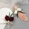 Fiori decorativi PerfectLifeoh a mano fatta a mano Calla Lily Flower Corsage Groomsman Fare di nozze per la festa del polso