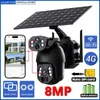 Caméras IP Zaomiyos 4k 4G SIM SIM OUTDOOR SOLAR CAME WIFI WIRESS PTZ CAME DUAL SCREAU