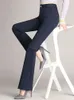 Женские штаны Capris Korean Fashion Simple Womens Высокие талию вспышки брюки