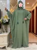 Vêtements ethniques 2024Eid Muslimtwo Chaps Abaya Dubai Abaya Maroc Ramadan Jilbab Hooded Prayers Robes Vestido Kaftan Islam Arab Long Robe T240510