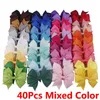 40PCS 3INCH GROSGRAIN RIBBON BOWS CLIPS BABHIGHARD BOWKNOT HAIR PIN Boutique Kids Headwear Childry Hairgrips Hair Accessories 240509