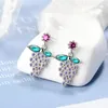 Girl cute Purple Grape zircon diamond Earrings Stud Students Sweet white gold plated Earrings Birthday Party Jewelry Valentine's D 256k