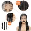 Incoo 36 Full Lace Braided Wigs For Black Women Jumbo Knotless Box Braid Lace Wigs Cornrow Synthetic Wig Braide African Hair 240430