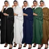 Vêtements ethniques Kimono Abaya White Moyen-Orient Muslim Dubai Cardigan Robe pour les femmes Contraste Patchwork Trim Islamic Clothing Eid New T240510