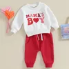 Kledingsets Peuter Baby Boy Valentijnsdag Outfit Mamas Print Pullover Shirts Red Pants Spring Leuke outfits