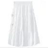 Kjolar kvinnor hög elastisk midje kjol 3d blomma nagelpärlor sommar hajuku streetwear enkel a-line casual