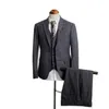 Echte foto Winter Gray Gray Tweed Fabric Man Business Suits Bruidy Tuxedos Men Party Coat Waastcoat broek Sets Jacket Vest Pants Tie K54 248i