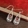 Dange oorbellen Originele echte S925 Silver Jewelry Dames Indonesische stijl South Red Retro Thai