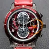 1858 129177 Геосфере 0 кислородного кварцевого хронографа Мужчина Смотреть Kawa Karpo Limited Edition DLC Black Steel Red Dial Кожаный ремешок Purtime Spectwatch Reloj Hombre Ptmbl