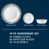 Bowls 18-Piece Round Dinnerware Set - Service For 6 Lightweight Plates And Microwave Dishwasher Safe Brasserie