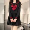 Kleidung setzt japanisches Schuluniformmädchen JK Anzug Red Krawatte Drei grundlegende Seemannsfrauen sexy Frühlings- und Herbst -Langarm