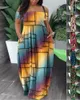Été sexy femme africaine Fashion Fashion à manches courtes Polyester Printing Long Robe Robes maxi pour femmes robes africaines 240506