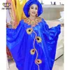 Ethnische Kleidung afrikanische Bazin Riche lange Kleider für Frauen Hochzeit Elegant Original Bazin Riche Dashiki Robe mit Schalsticker Kleidung T240510