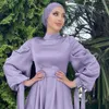 Etnische kleding Satijn Dubai Abaya Ramadan Eid Mubarak Saoedi -Arabische Turkije Islam Moslim hijab -jurk voor vrouwen gewaad Longme Femme Kaftan Vestidos T240510